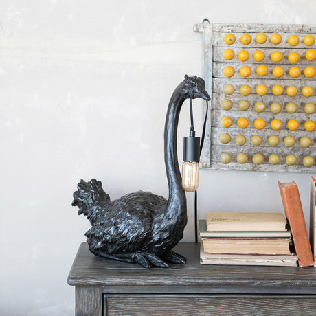Black Resin Ostrich Table Lamp