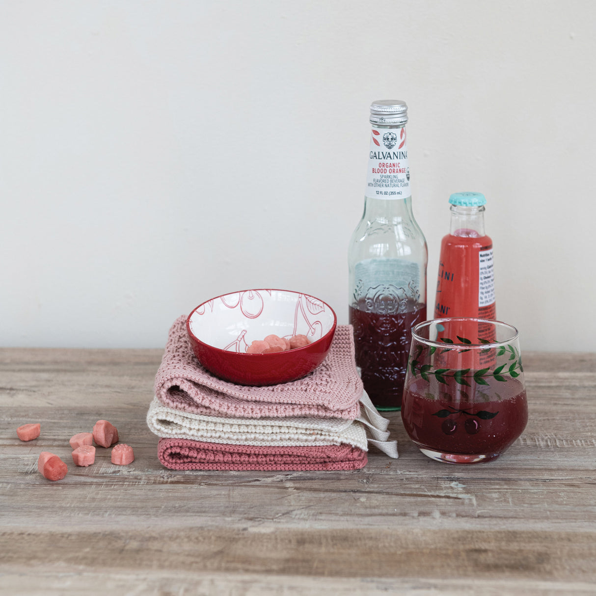 Hand-Painted Cherry Drinking Glass