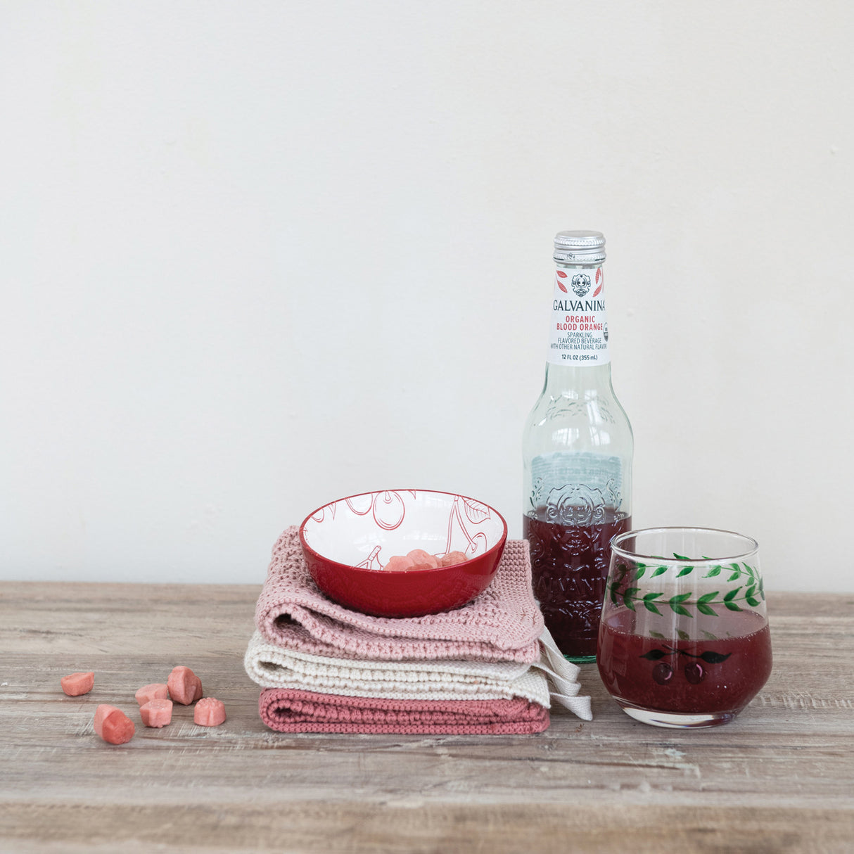 Hand-Painted Cherry Drinking Glass