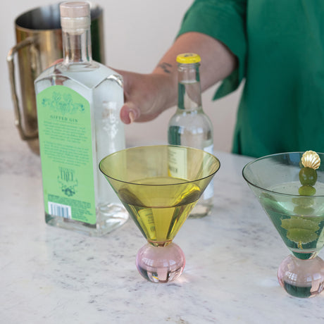 Two Tone Martini Glass with Ball Stem