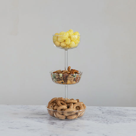 Clear Glass 3-Tier Snack Display