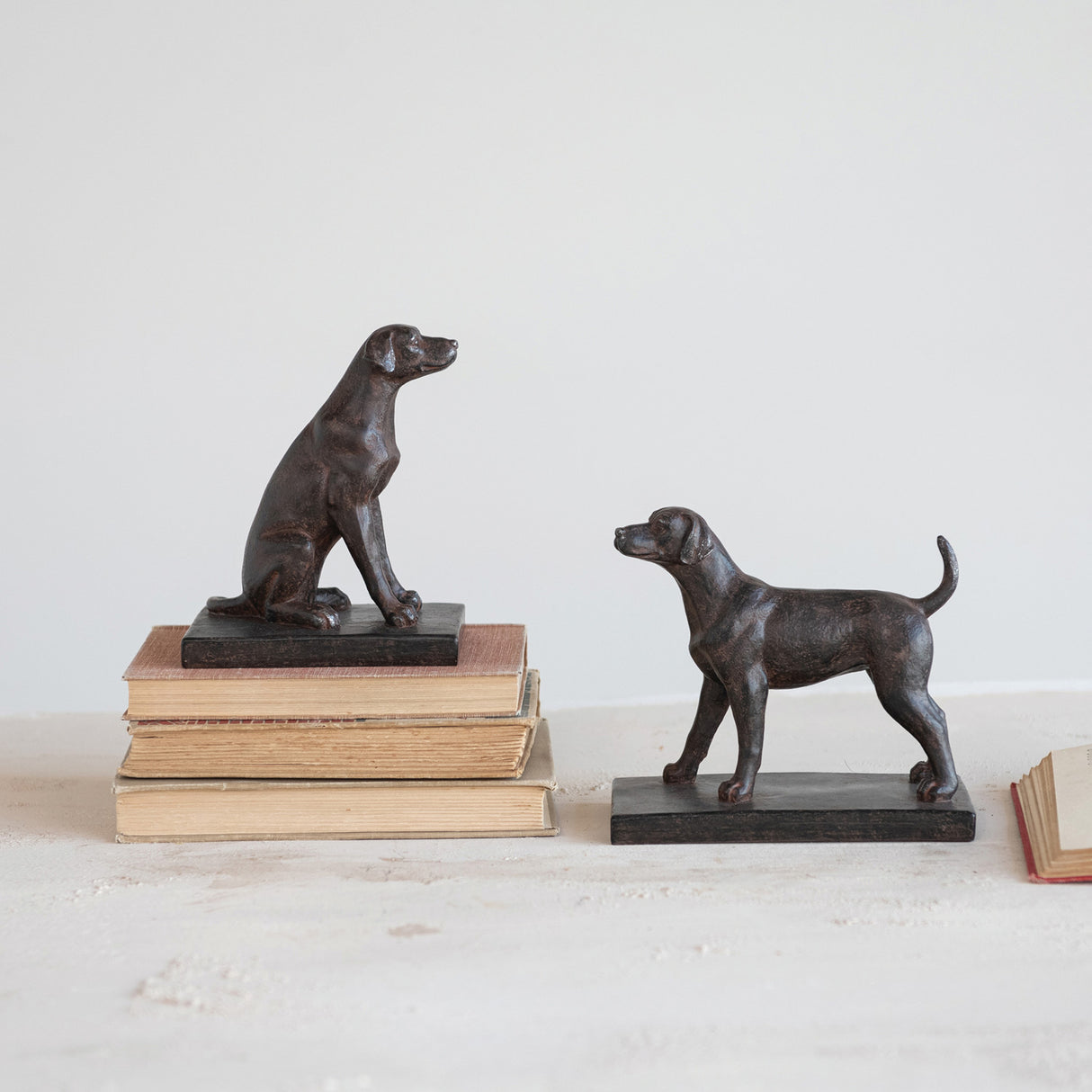 Black Resin Dog Bookends | Set of 2