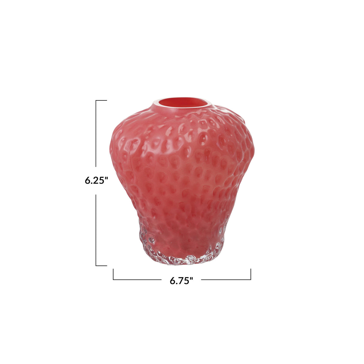 Opaque Pink Strawberry Shaped Glass Vase