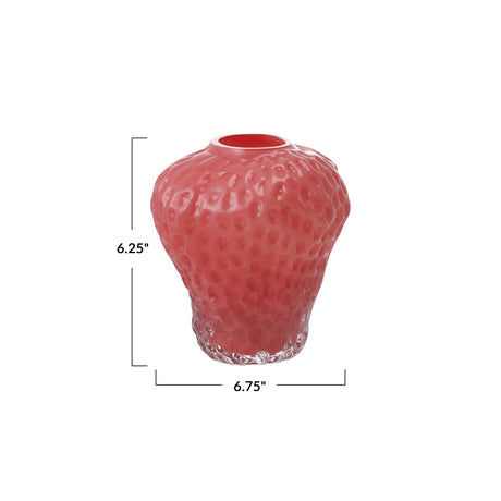 Opaque Pink Strawberry Shaped Glass Vase