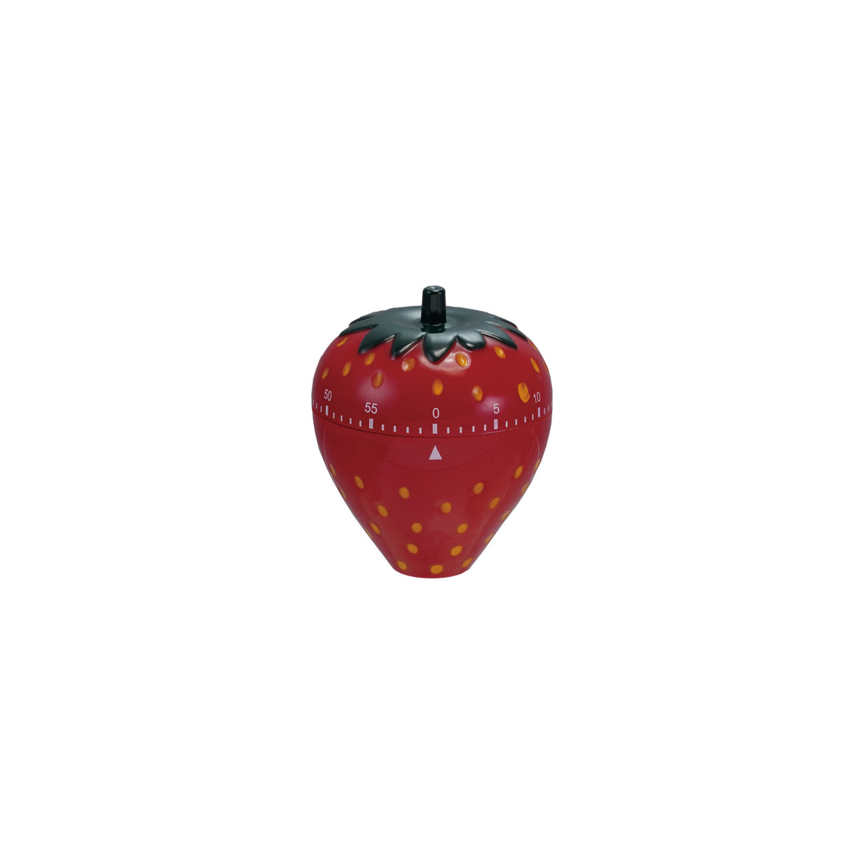 Red strawberry-shaped 1-hour twist timer with green leaves and yellow seed details.