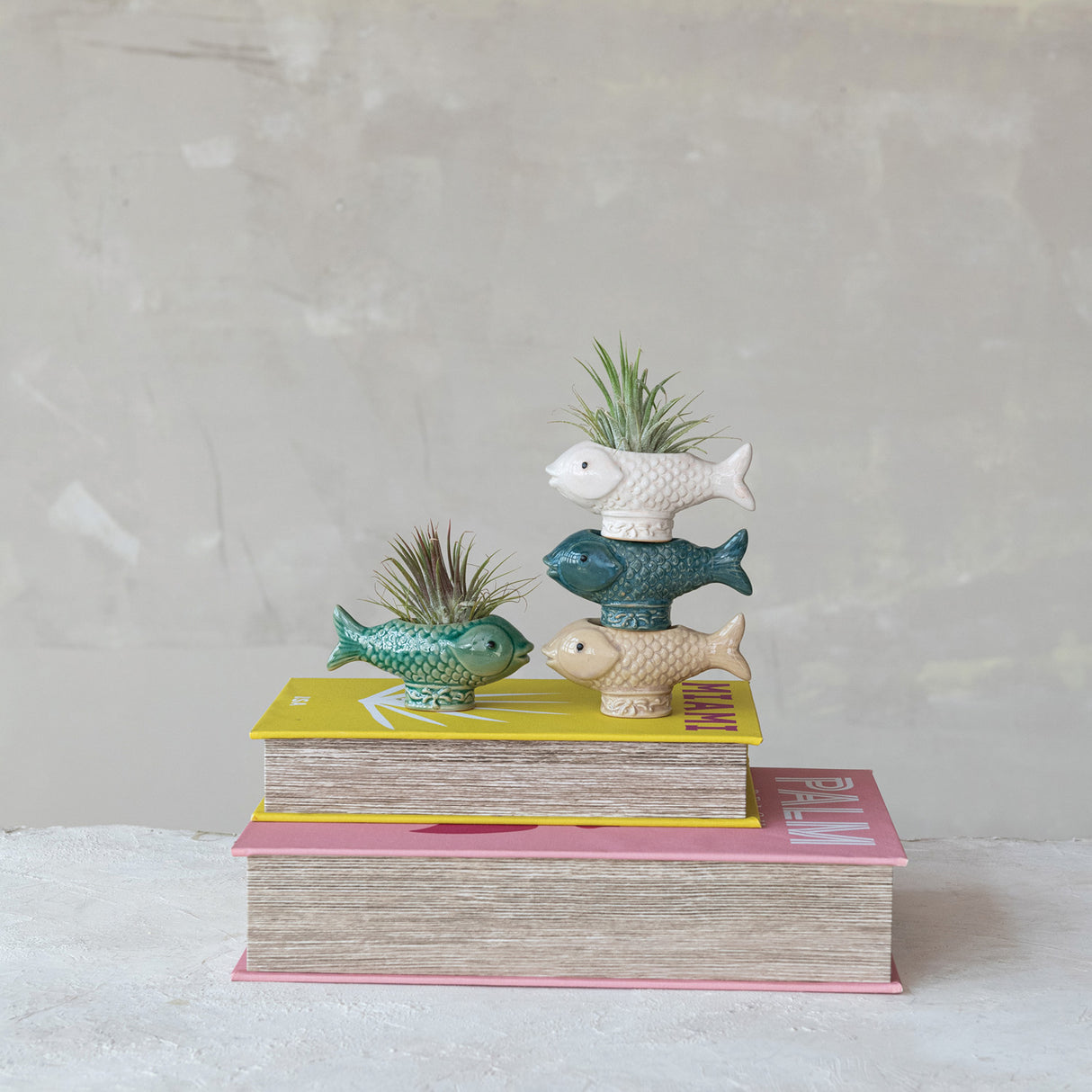 Reactive Glaze Fish Container & Toothpick Holder