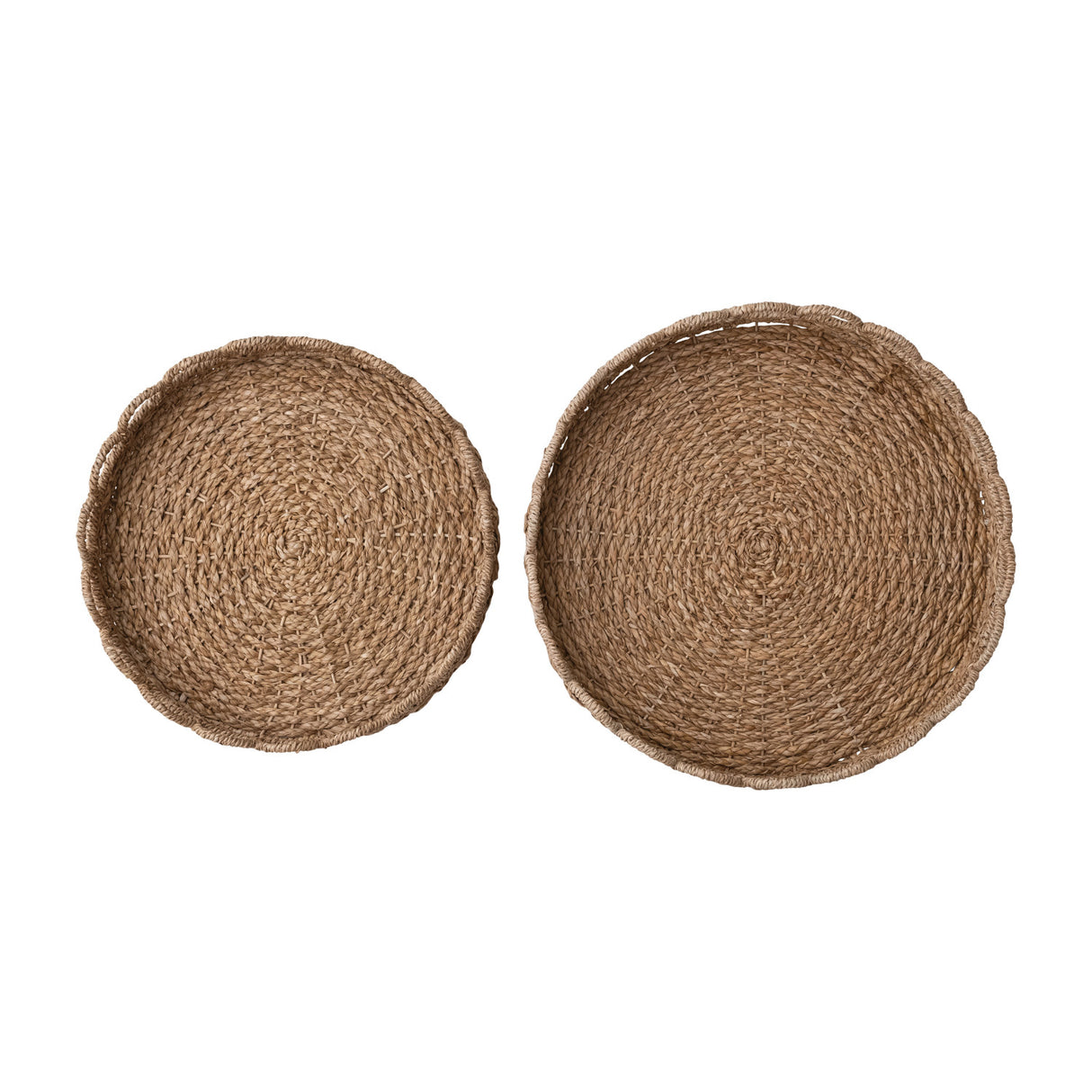 Scalloped Edge Circular Woven Seagrass Tray