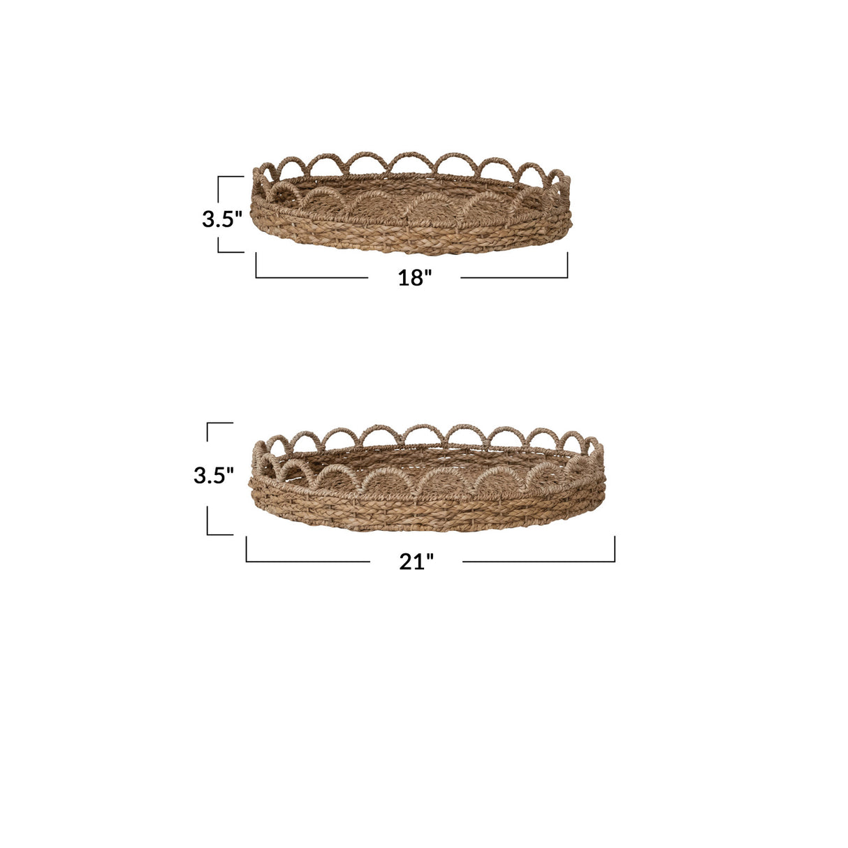 Scalloped Edge Circular Woven Seagrass Tray