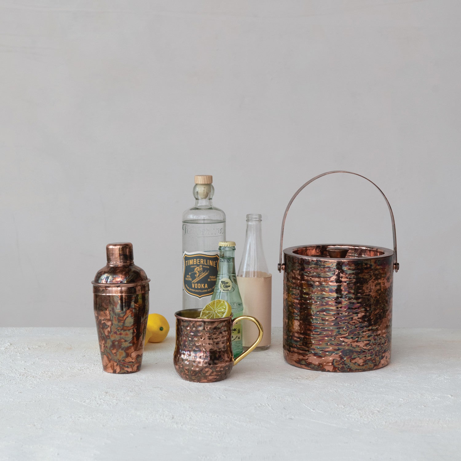 Oxidized Copper Hammered Mule Mug with Brass Handle - Thumbnail 4