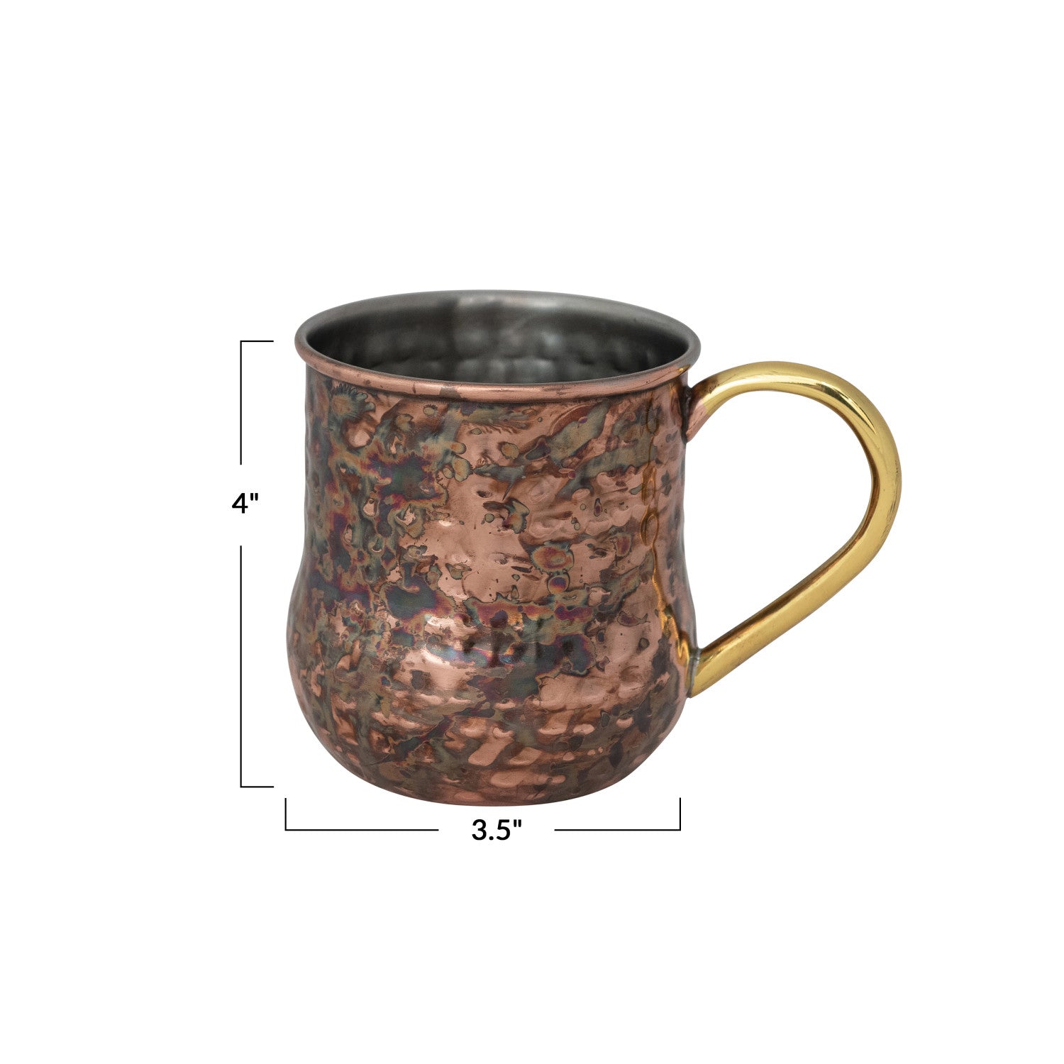 Oxidized Copper Hammered Mule Mug with Brass Handle - Thumbnail 3