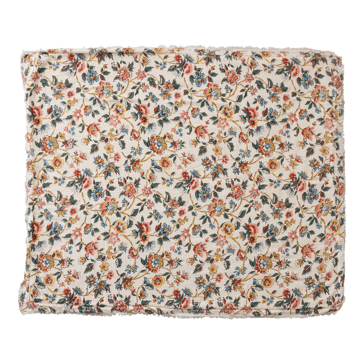 Floral Woven Cotton Throw Blanket with Sherpa Back