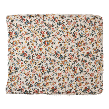 Floral Woven Cotton Throw Blanket with Sherpa Back