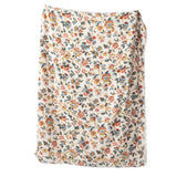Floral Woven Cotton Throw Blanket with Sherpa Back