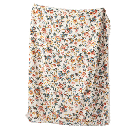 Floral Woven Cotton Throw Blanket with Sherpa Back