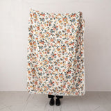 Floral Woven Cotton Throw Blanket with Sherpa Back