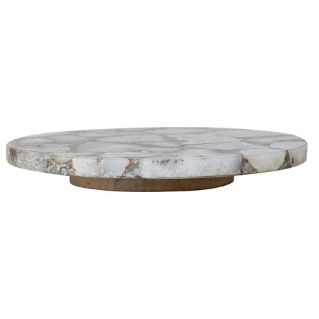 Natural Agate Lazy Susan with Mango Wood Base