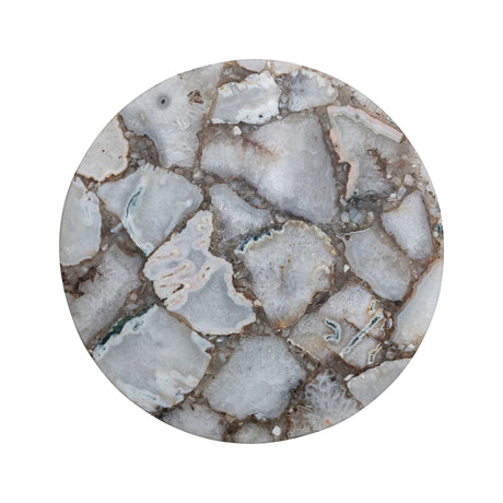 Natural Agate Lazy Susan with Mango Wood Base