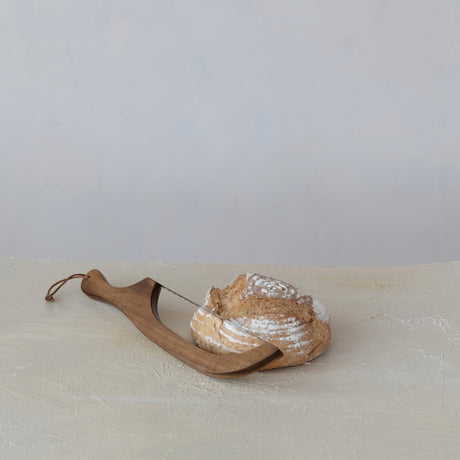 Acacia Wood Bread Bow Knife with Stainless Steel Blade