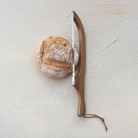 Acacia Wood Bread Bow Knife with Stainless Steel Blade
