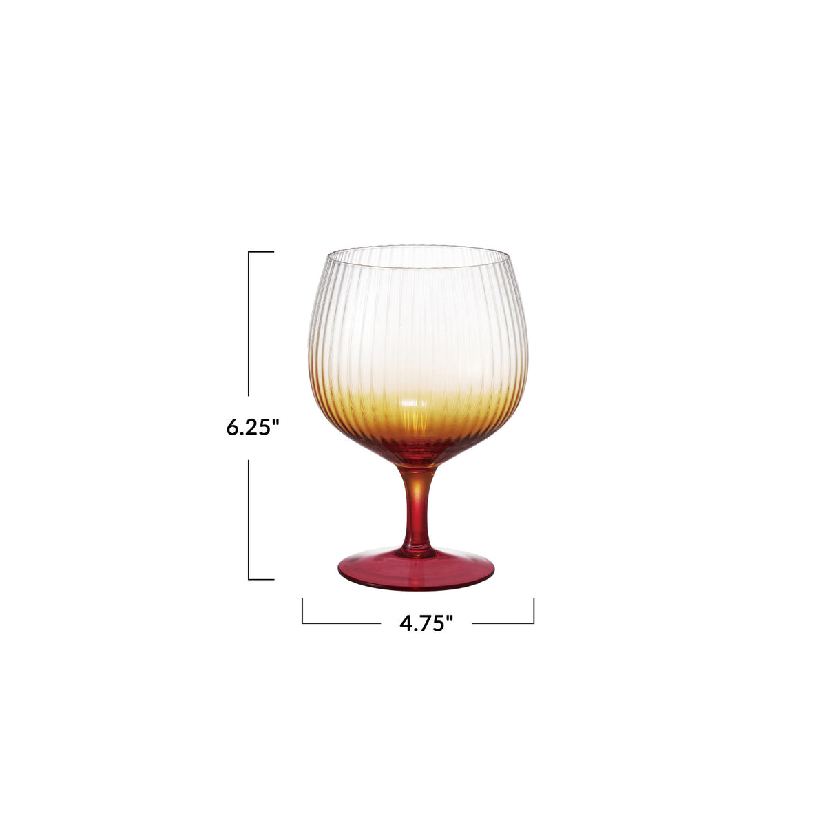 Ombre Orange Fluted Goblet Drinking Glass