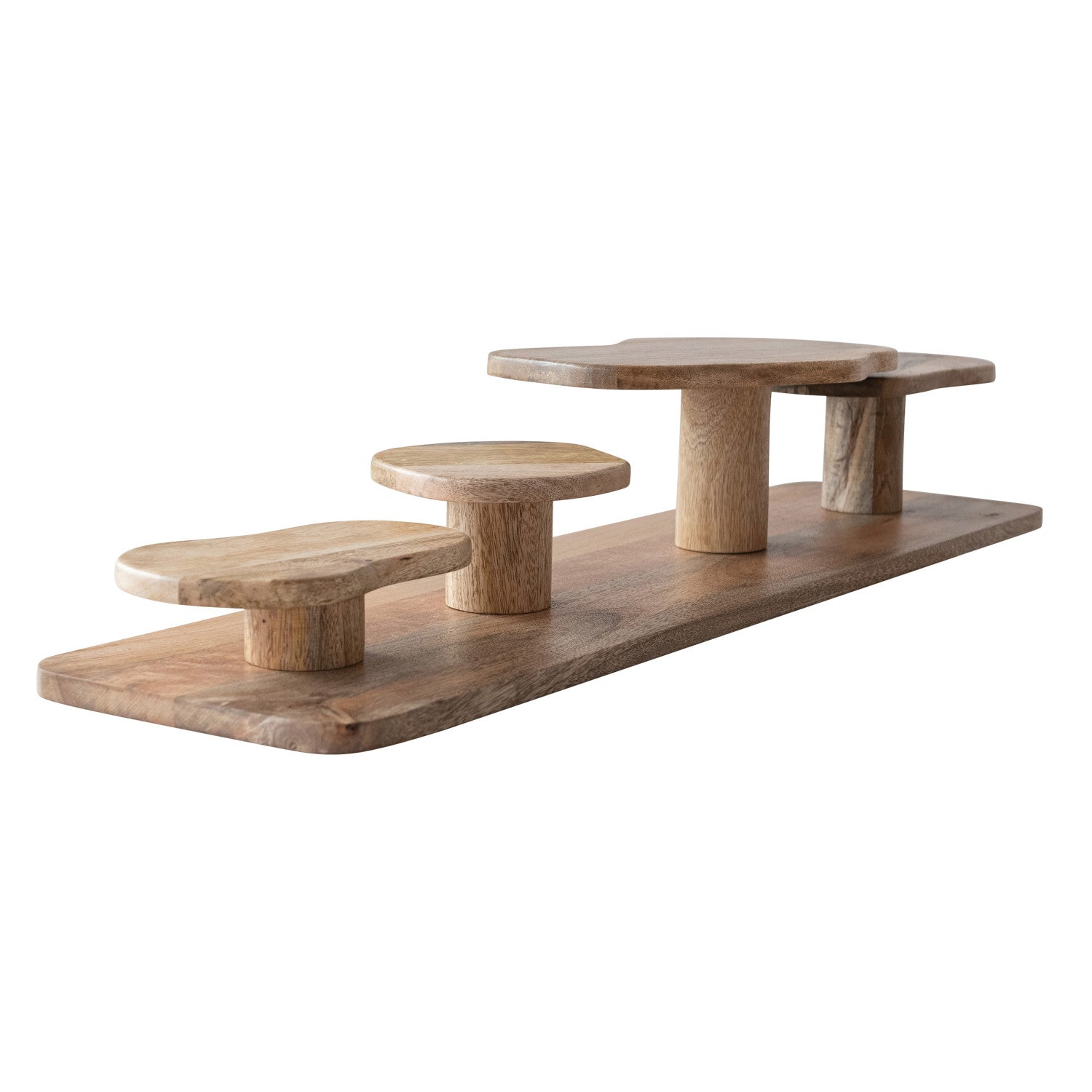 Mango Wood Serving Board with Pedestal Stands - Thumbnail 3