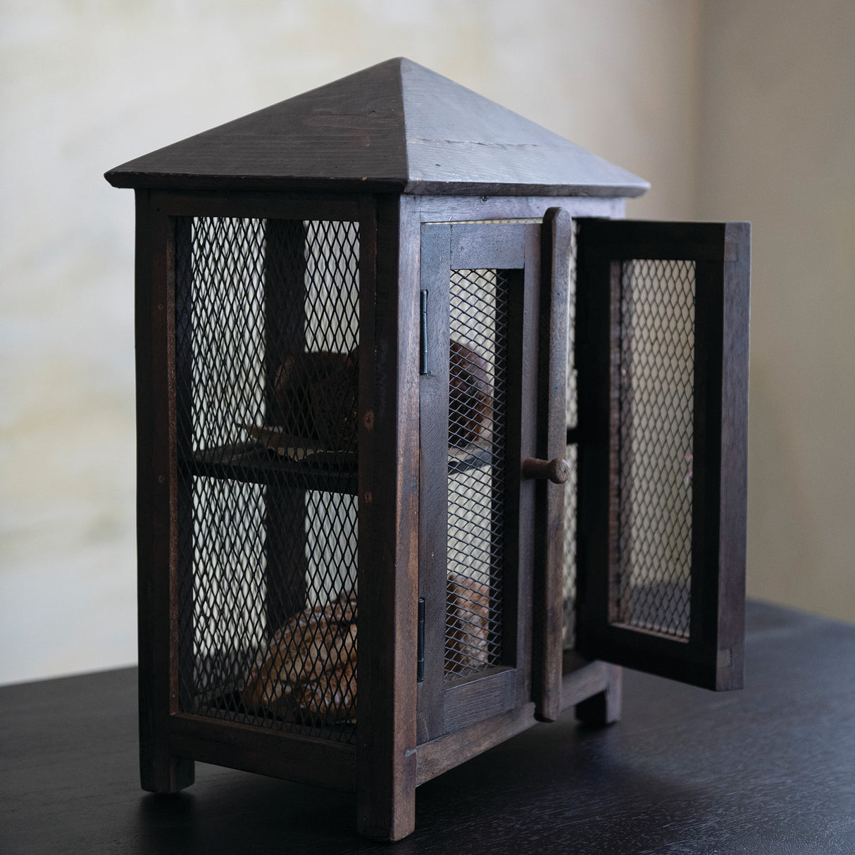 Reclaimed Wood Mesh Door Accent Cabinet