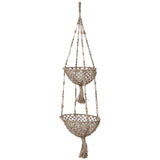Hand-Woven Jute Macrame 2-Tier Hanging Basket