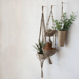 Hand-Woven Jute Macrame 2-Tier Hanging Basket