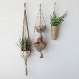 Hand-Woven Jute Macrame 2-Tier Hanging Basket