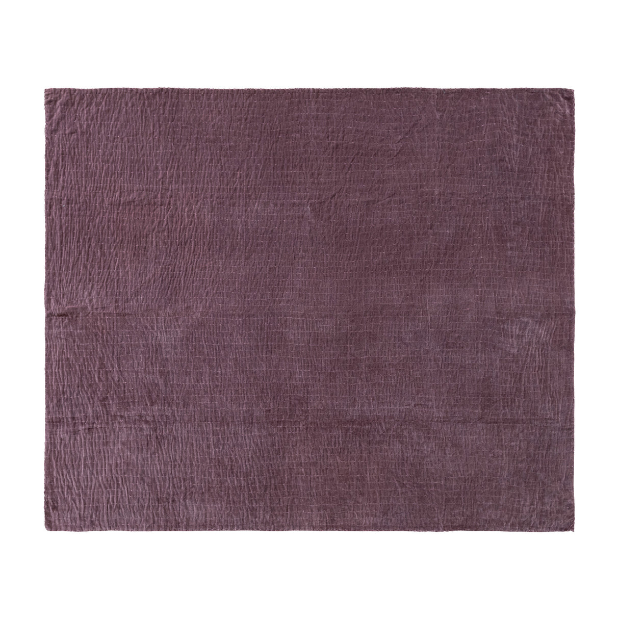 Purple Cotton Velvet Kantha Stitch Throw Blanket
