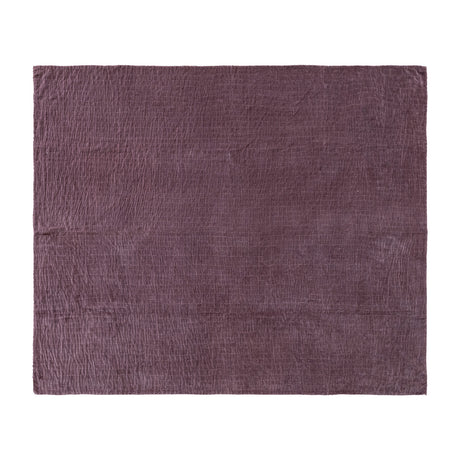 Purple Cotton Velvet Kantha Stitch Throw Blanket