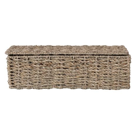 Handwoven Seagrass Storage Basket with Lid and Dividers
