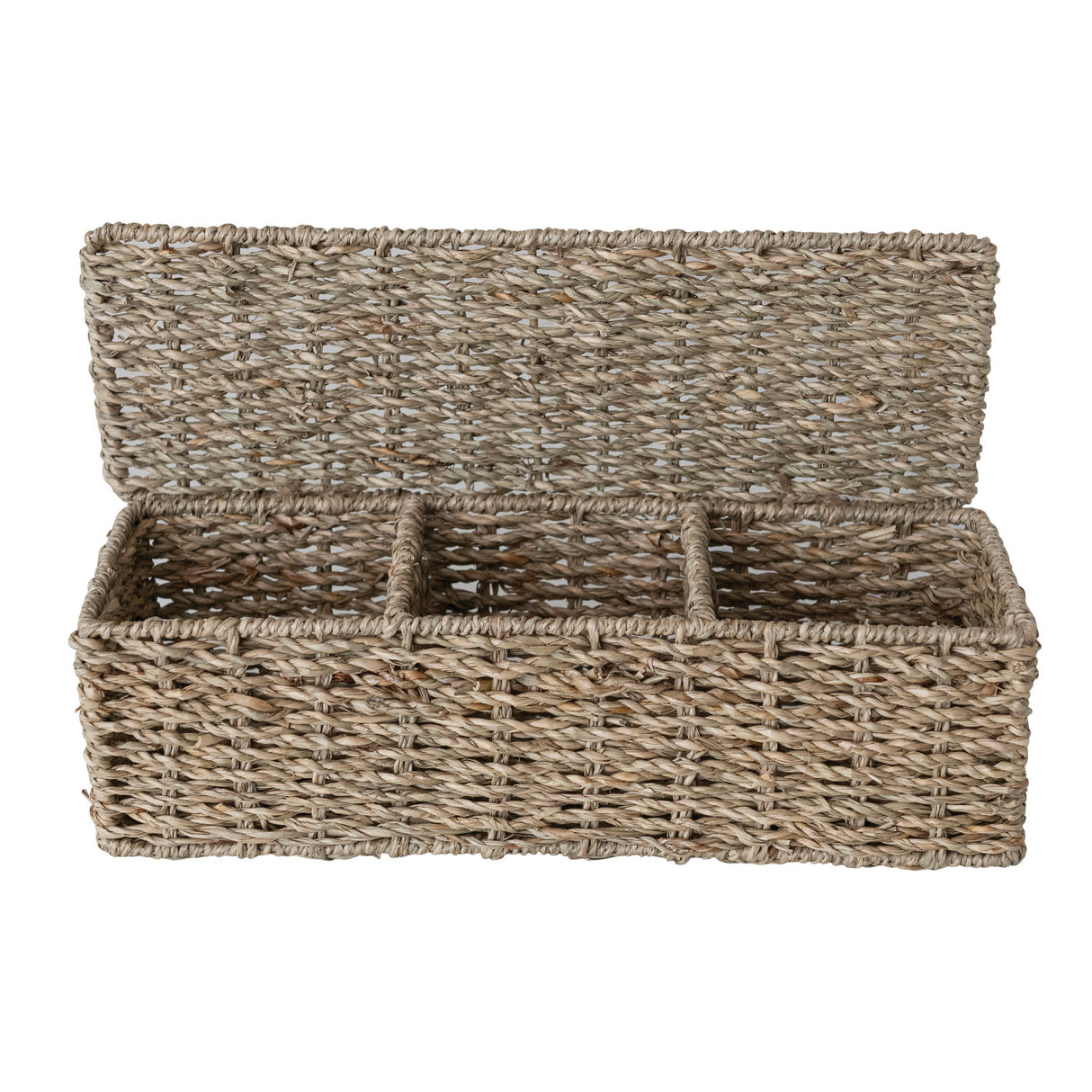 Handwoven Seagrass Storage Basket with Lid and Dividers