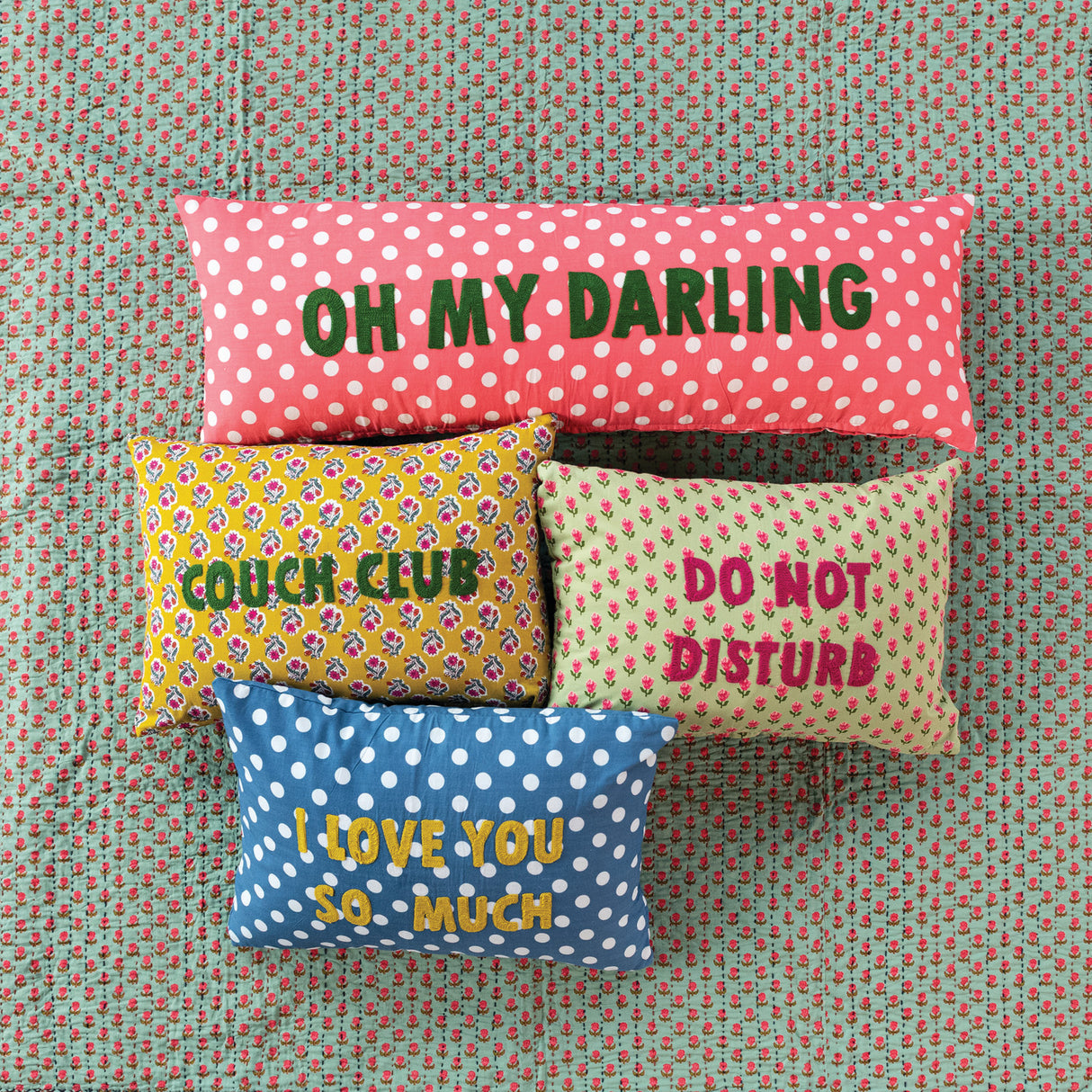 Do Not Disturb Floral Embroidered Lumbar Pillow