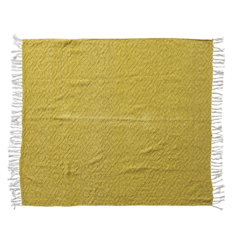 Chartreuse Diamond Chenille Throw Blanket