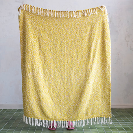 Chartreuse Diamond Chenille Throw Blanket