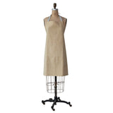Beige Cotton Kitchen Apron with Striped Straps