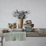 Beige Cotton Kitchen Apron with Striped Straps