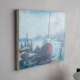 Vintage Boat Harbor Canvas Wall Art