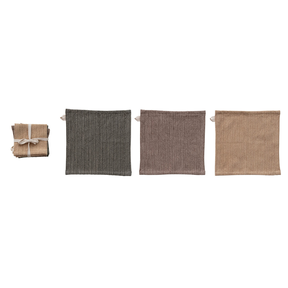 Stonewashed Cotton Striped Dish Cloth (Set of 3)