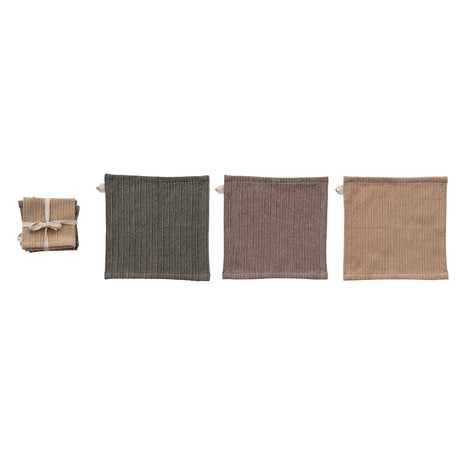 Stonewashed Cotton Striped Dish Cloth (Set of 3)
