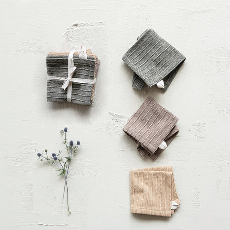 Stonewashed Cotton Striped Dish Cloth (Set of 3)