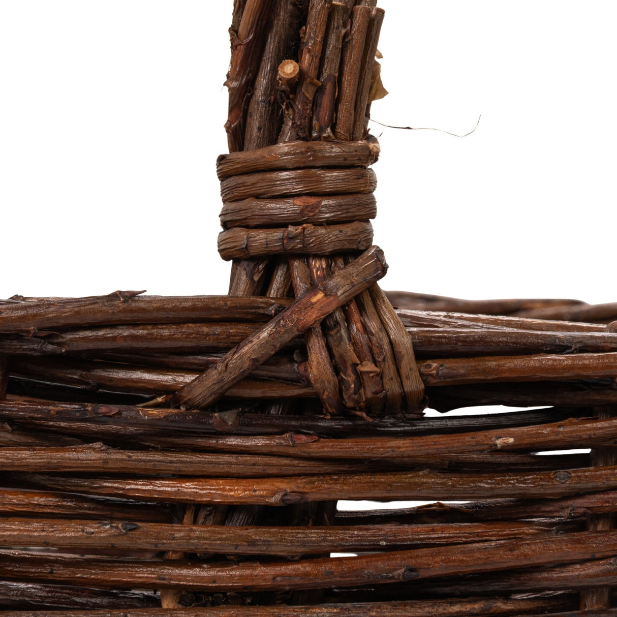 Hand-Woven Reed Market Basket with Handle