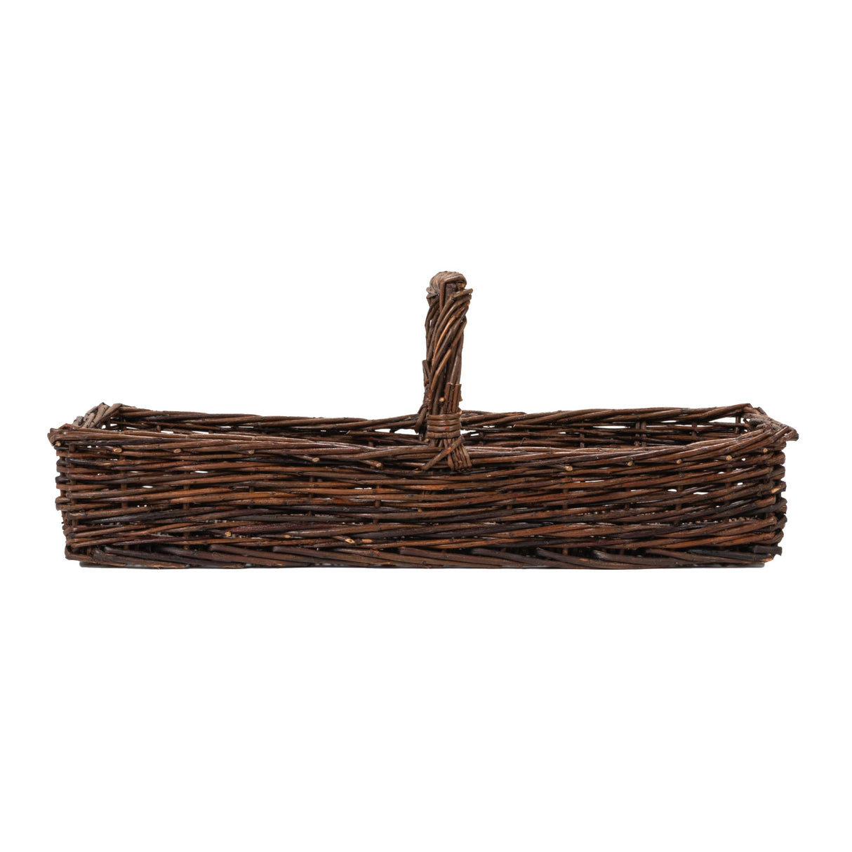 Hand-Woven Reed Market Basket with Handle