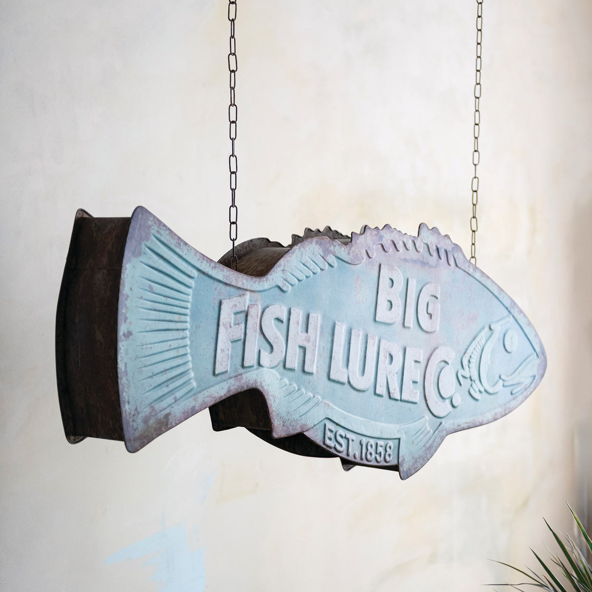 Big Fish Lure Co. Hanging Metal Wall Sign