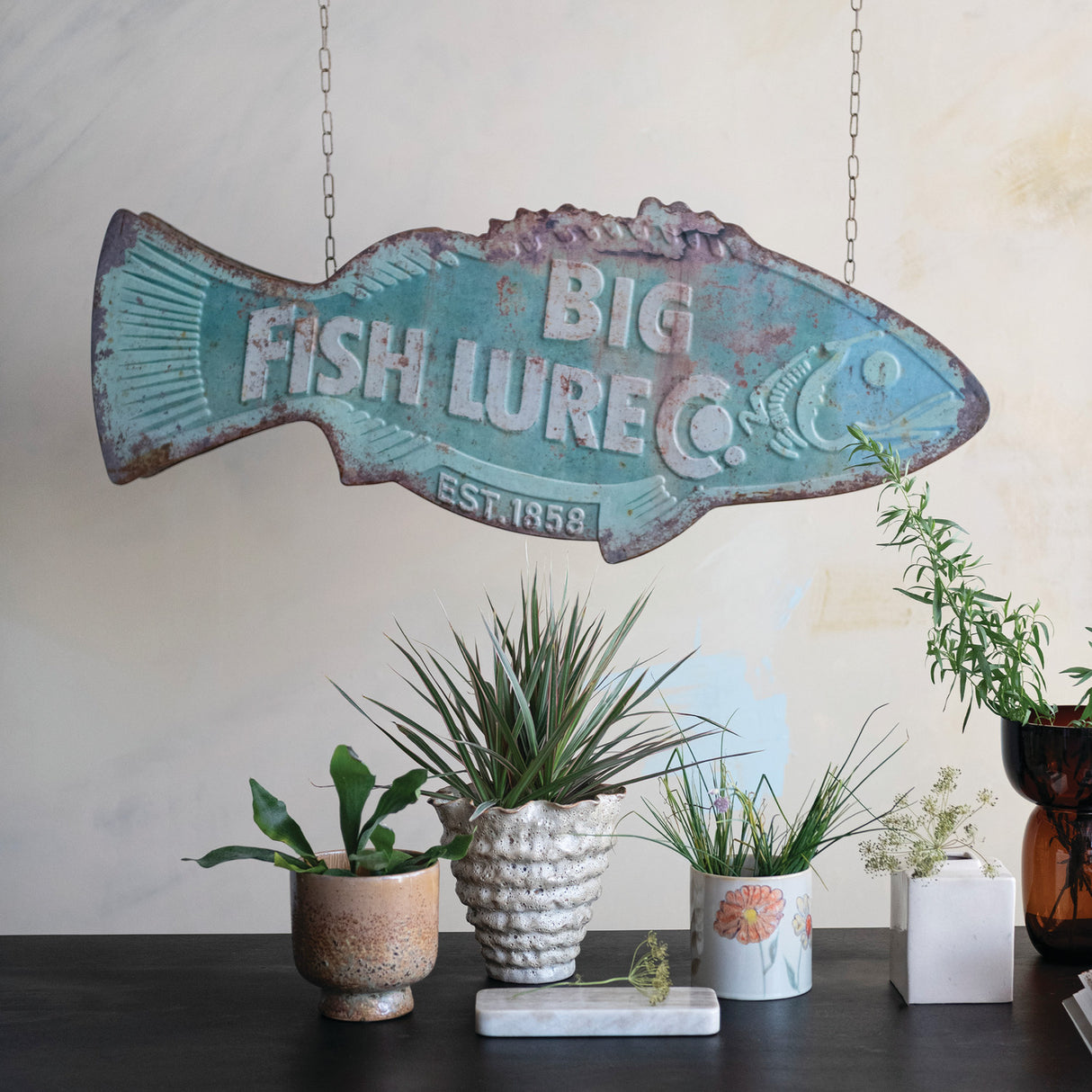 Big Fish Lure Co. Hanging Metal Wall Sign