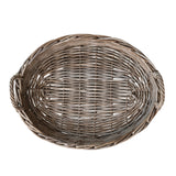 Grey Washed Rattan Serving Tray with Handles