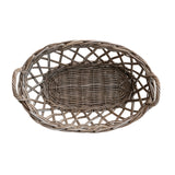 Grey Washed Rattan Oval Basket with Handles