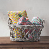 Grey Washed Rattan Oval Basket with Handles