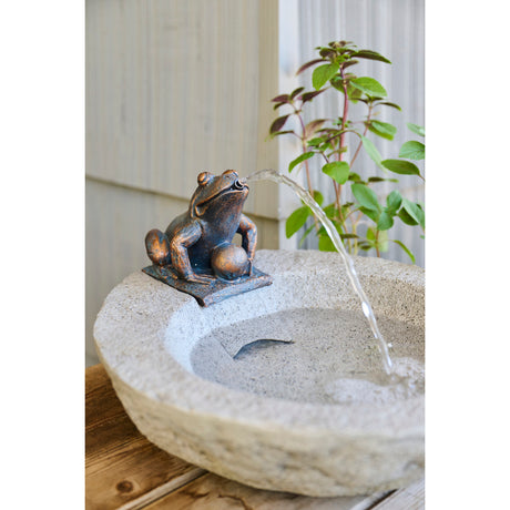 Faux Concrete Frog Tabletop Water Fountain